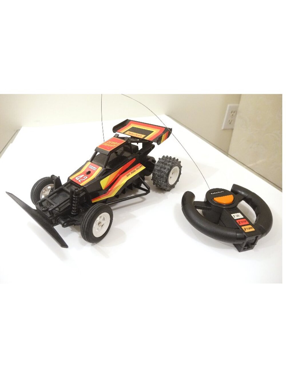 Vintage Radio Shack RC Zebra Buggy and Remote Control 60-4065
